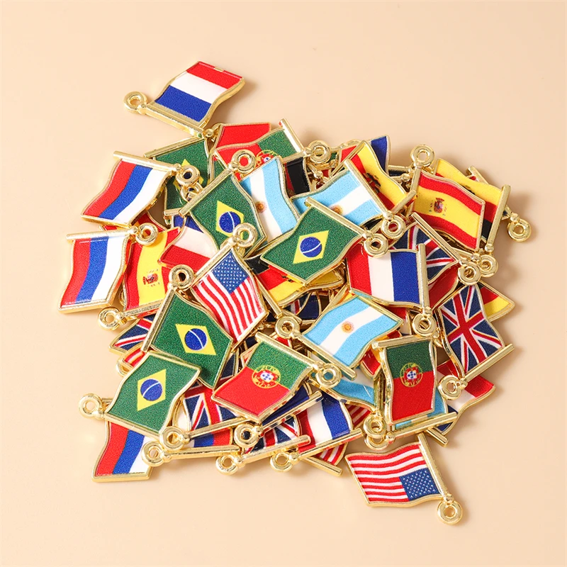 20 Stück niedliche, gemischte Emaille-Anhänger mit Nationalflaggen verschiedener Länder zum Basteln von Schmuck, Halsketten, Ohrringen, Armbändern, DIY-Bastelarbeiten und als Geschenk. – Detail 16