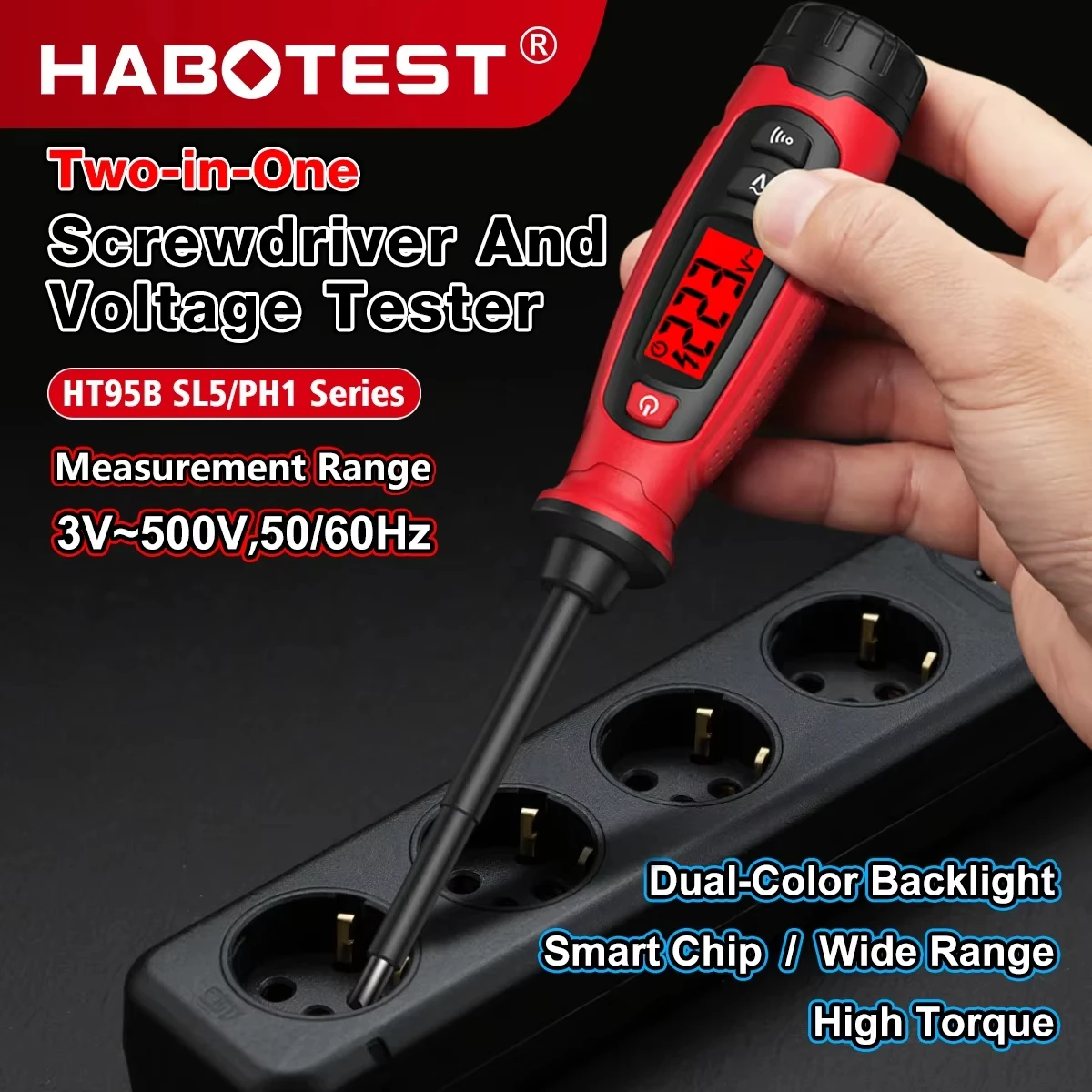 HT95B Digital Screwdriver Voltage Tester Cross/Word Screwdriver Pen 3-500V Handheld Non-Contact Test Live/Neutral Wire Detector