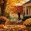 Hello Fall Maple Tree Garden Flag Decor for Outside, Double Sided Burlap Vertical Yard Banners Autumn Garden Flags Villa Sma llz