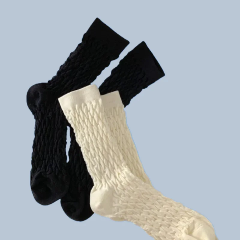 Mignonnes chaussettes mi-tube en coton pour femmes, 1/3 paires, 2024 Mew, automne, hiver, document solide, printemps, automne, simples, longues, torsadées