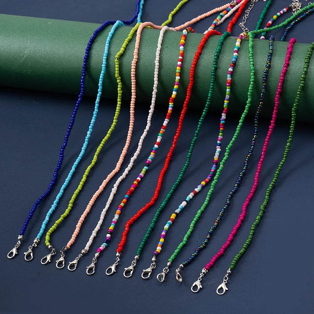 

Simple Seed Beads Strand Choker Necklace Women String Collar Charm Colorful Handmade Bohemia Collier Femme Jewelry Gift