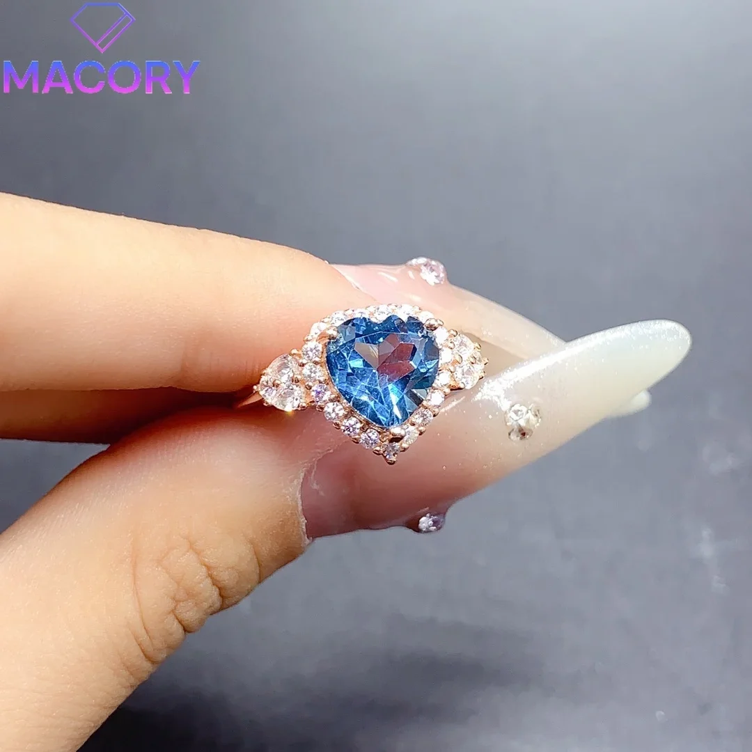 Sterling silver 925 natural topaz ring female silver jewelry certificate luxury brand replica Valentine's Day gem