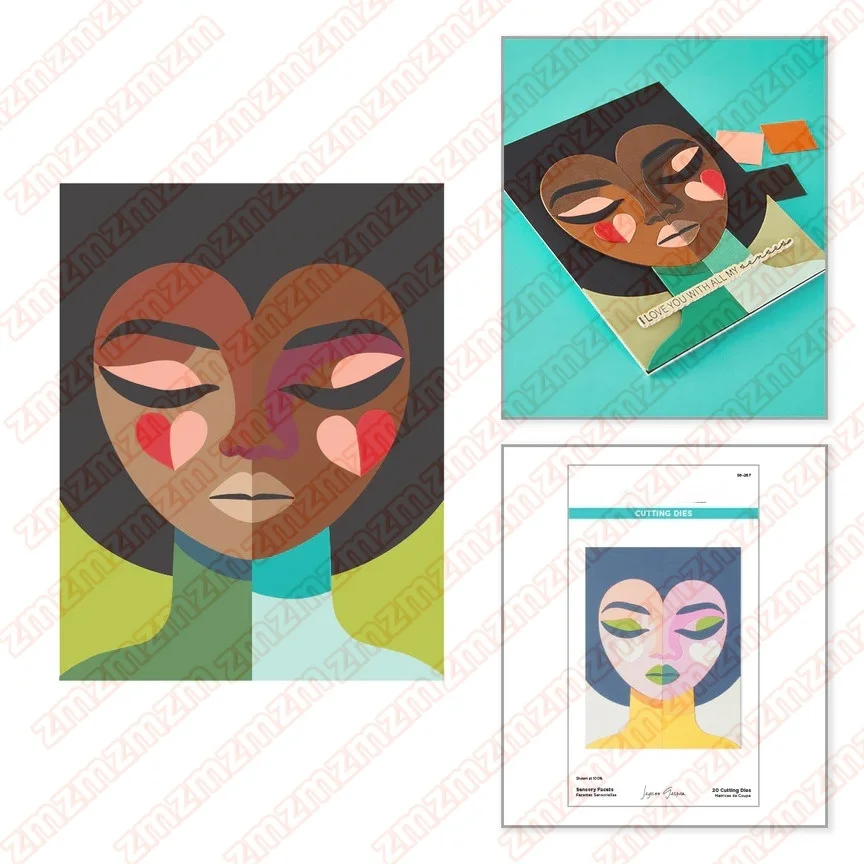 

March 2026 Girl Sensory Facets Metal Cutting Dies Clear Stamp Stencil Hot Foil for DIY Making Gift Card Scrapbook Craft 2026