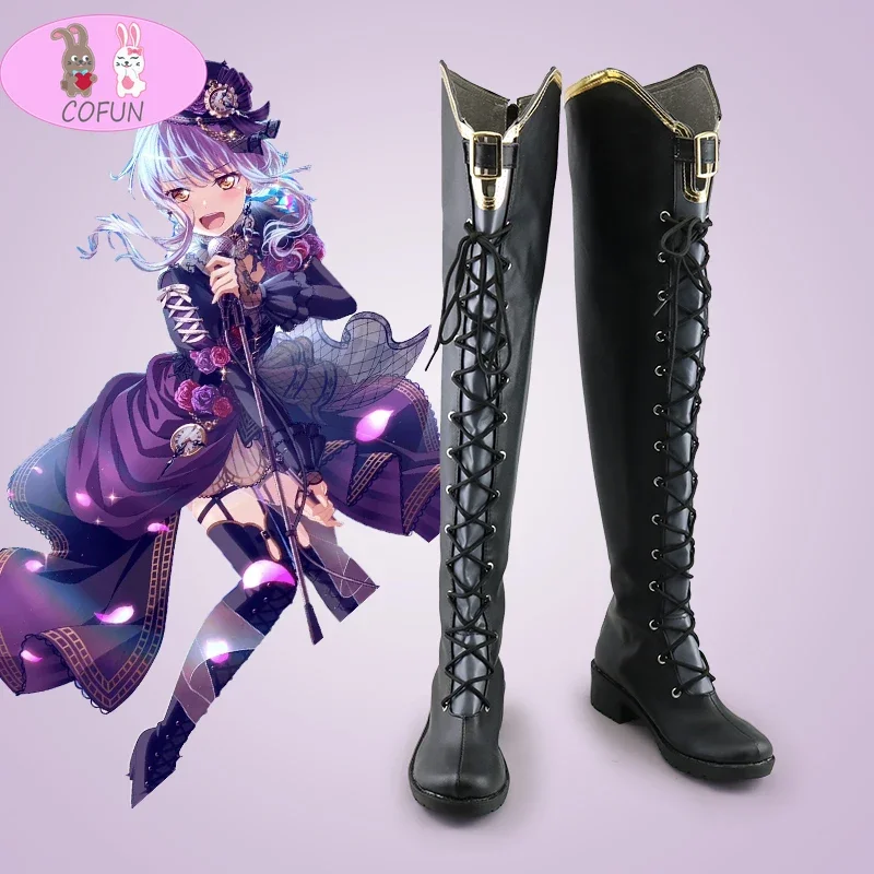 COFUN BanG Dream! Roselia Black Minato Yukina Shoes Long Boots Custom Made For Girl Women