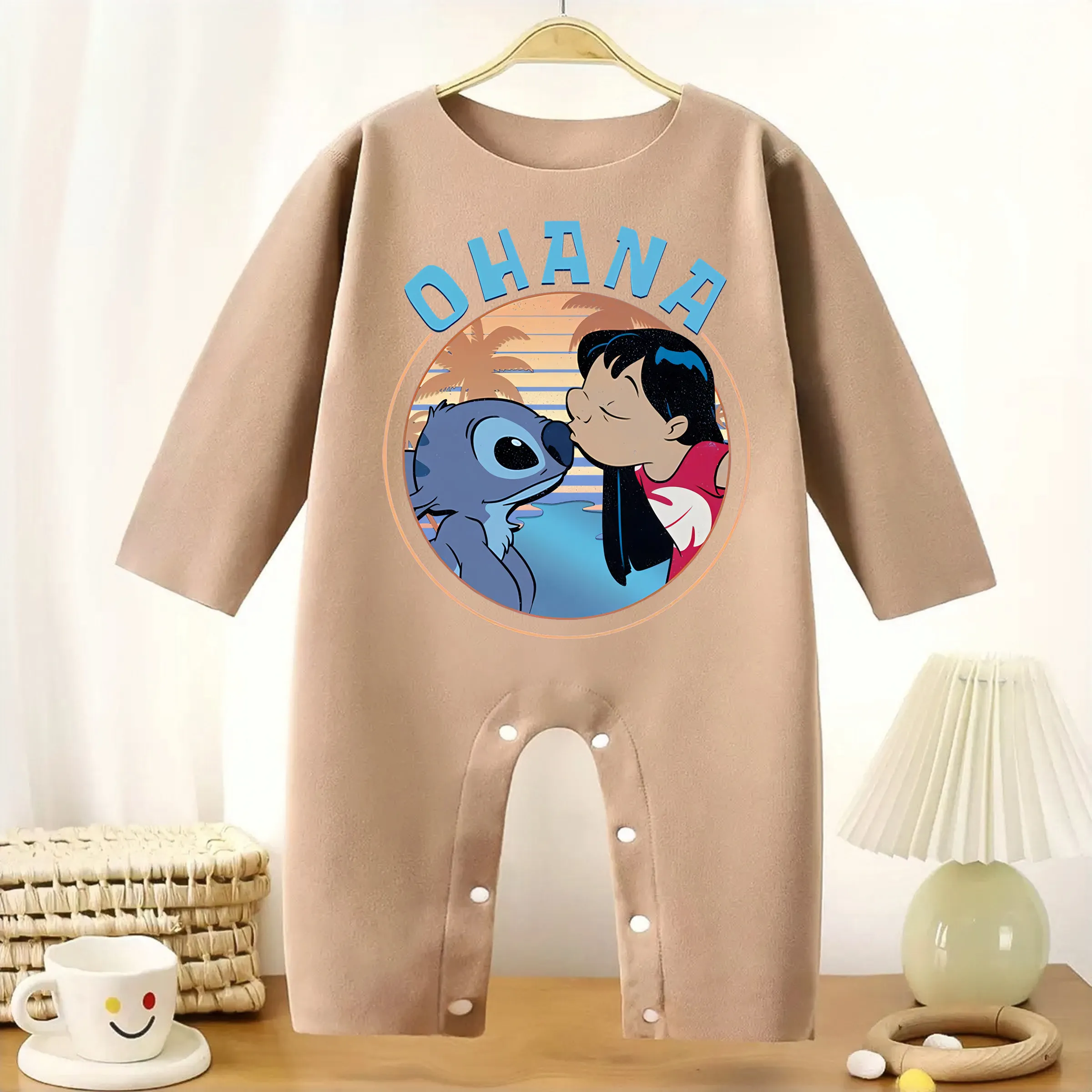 

Lilo&Stitch Friend Long Sleeves Baby Bodysuit Keep Warm As A Base Onesie for Height 60-90CM Baby Cloths Comfortable Jumpsuit
