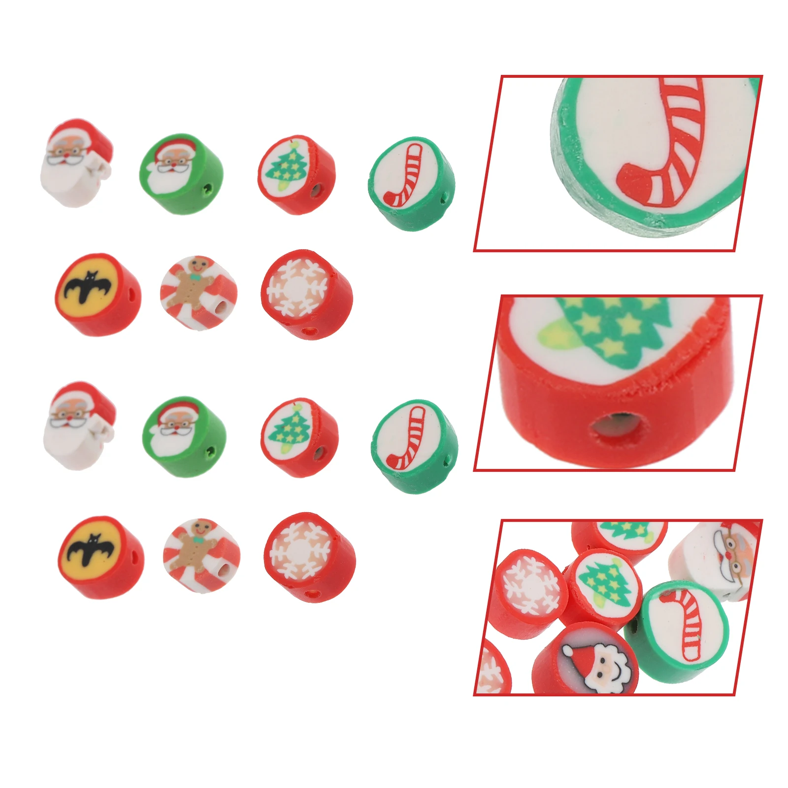 

100 Pcs Christmas Bead Accessories Necklace Craft Spacer Beads Polymer Clay Loose DIY Slice Bracelet