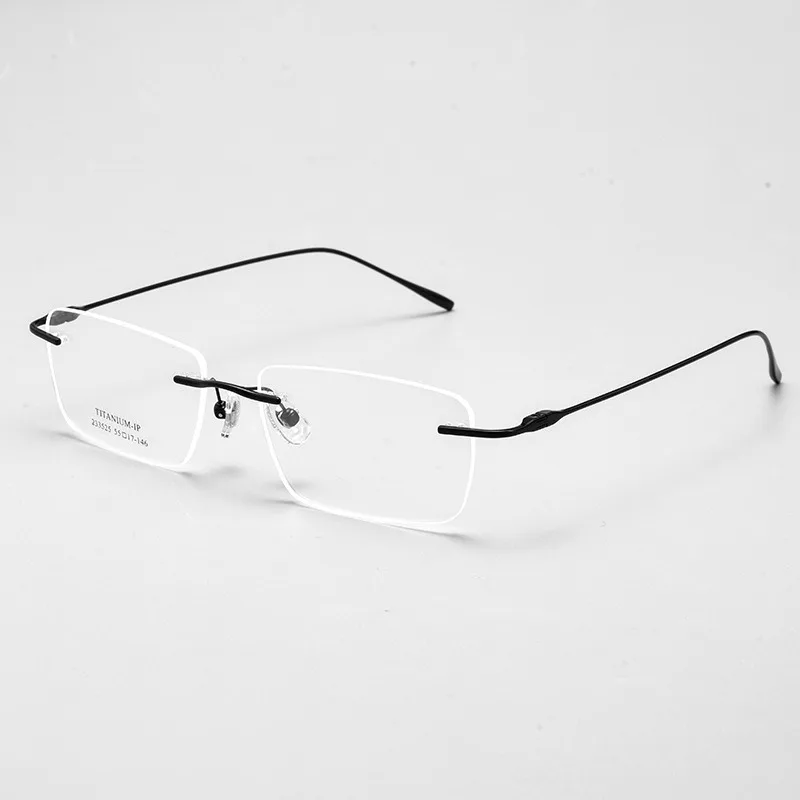 New frameless pure titanium prescription eyeglass frame business rectangular small frame myopia anti blue light eyeglass frame