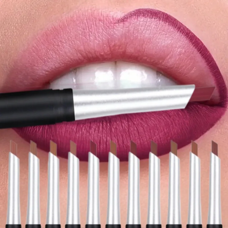 Penna per rossetto Lipline, selezione multicolore, raffigurante il contorno delle labbra, lunga durata e naturale, cosmetici per labbra
