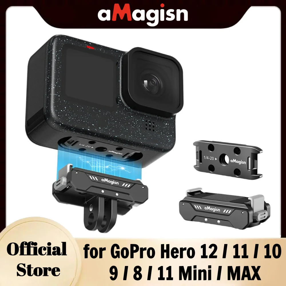 aMagisn Magnetic Quick Release Mount for Gopro 12/11/10/9/8/11 Mini/Max,with 2-prong Mount Claw and 1/4