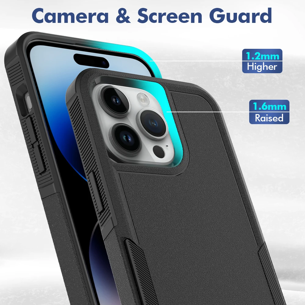 Armor Shockproof Phone Case For iPhone 11 12 13 14 15 Pro Max Xs XR X SE 2022 8 7 6s 6 Plus TPU Bumper Hard Plastic Back Cover