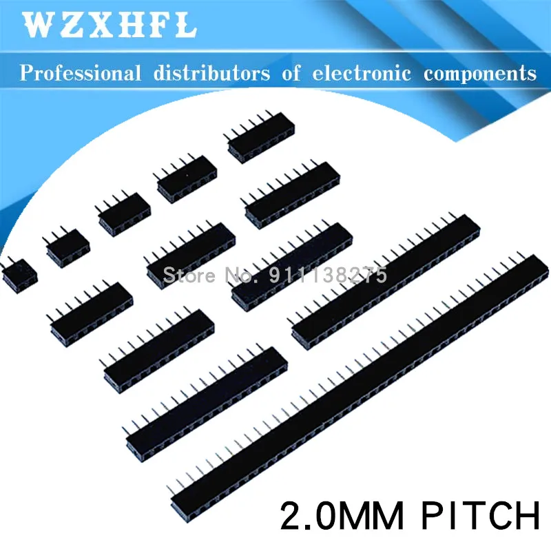 10PCS 1X/2/3/4/5/6/8/10/40 PIN Single Row Straight FEMALE PIN HEADER 2.0MM 2MM PITCH Strip Connector Socket 3p/4p/6p/8p/20p/40p