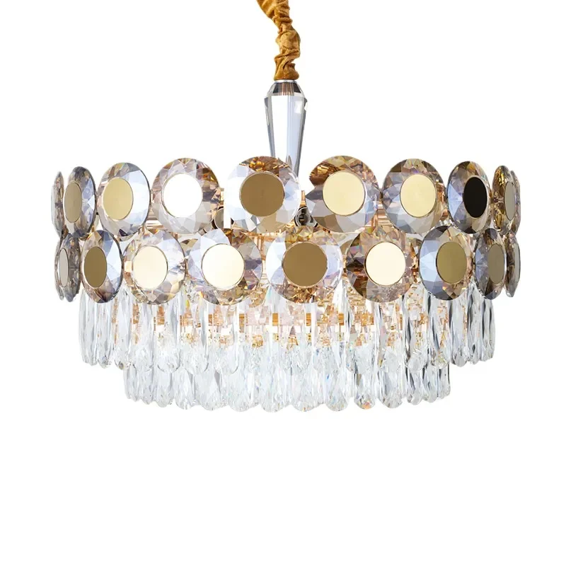 Modern Crystal LED Chandelier Wrought Iron Wall Lamp for Living Room Bedroom Wedding Decor Exquisite Lighting Fixture