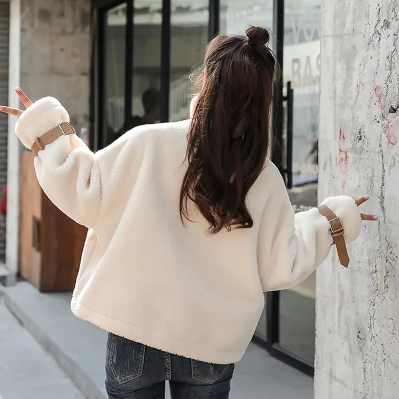 Women's coat Warm winter elegant stand-up collar long sleeve loose zipper coat casual fashion coat