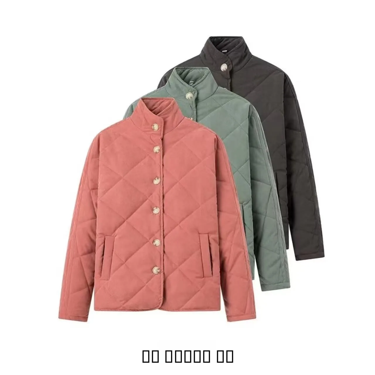 

Повседневная хлопковая куртка с ромбовидным узором, женская осенне-зимняя новая длинная верхняя одежда с воротником-стойкой и воротником-стойкой