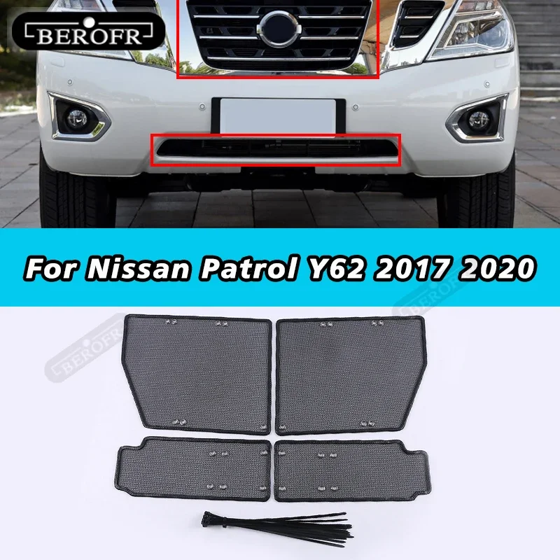 For Nissan Patrol Y62 2017 2020 Car Accessories Steel Front Grille Insert Net Anti-insect Dust Rat Garbage Proof Inner Cover Net