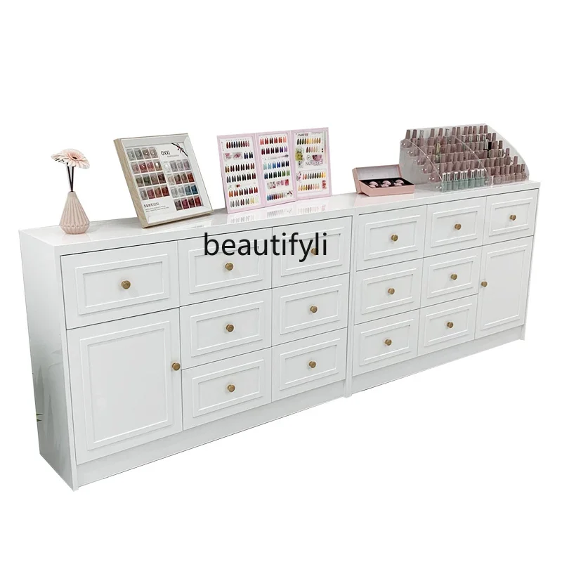 Nail Polish Low Locker Low Cabinet Storage Display Cabinet Floor Nail Salon Collection and Storage Nail Polish Glue Wall Cabinet