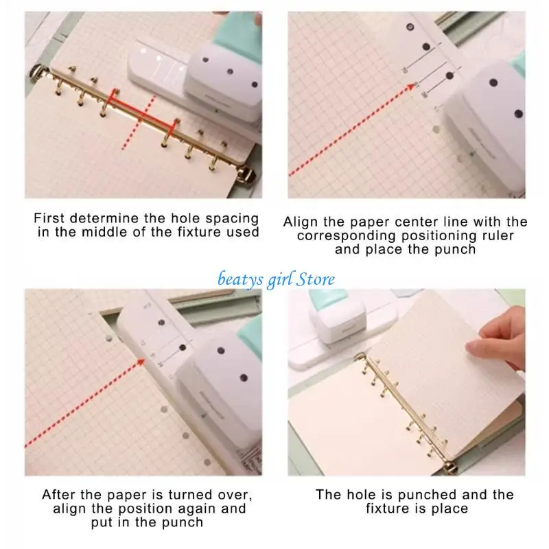 

C7AB 3 Hole Puncher with Alignment Scale for Binder Notebook Planner 4mm Round Hole Puncher for Paper File Cardstock Picture