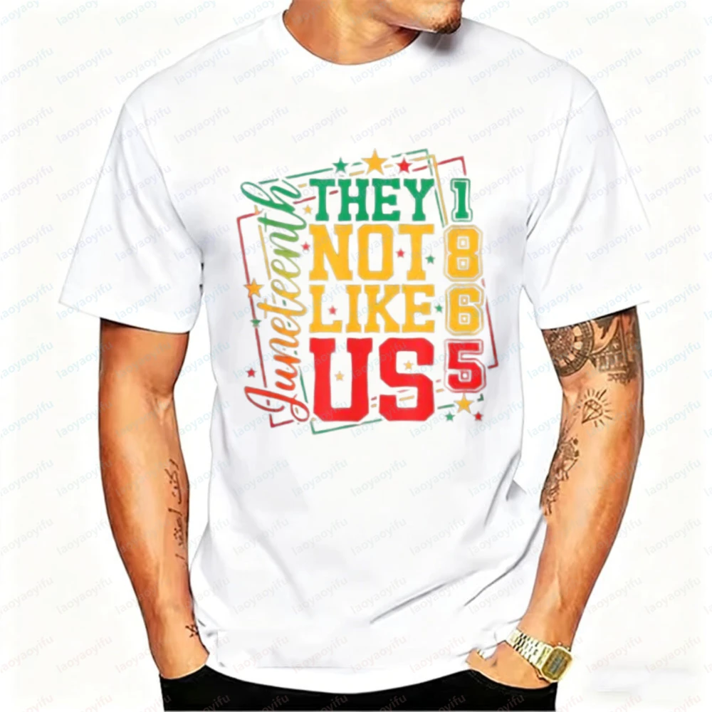 Men's Juneteenth They Not Like Us 1865 Graphic T Shirt Retro Star Print Casual Cotton Black History Freedom Emancipation Day Tee