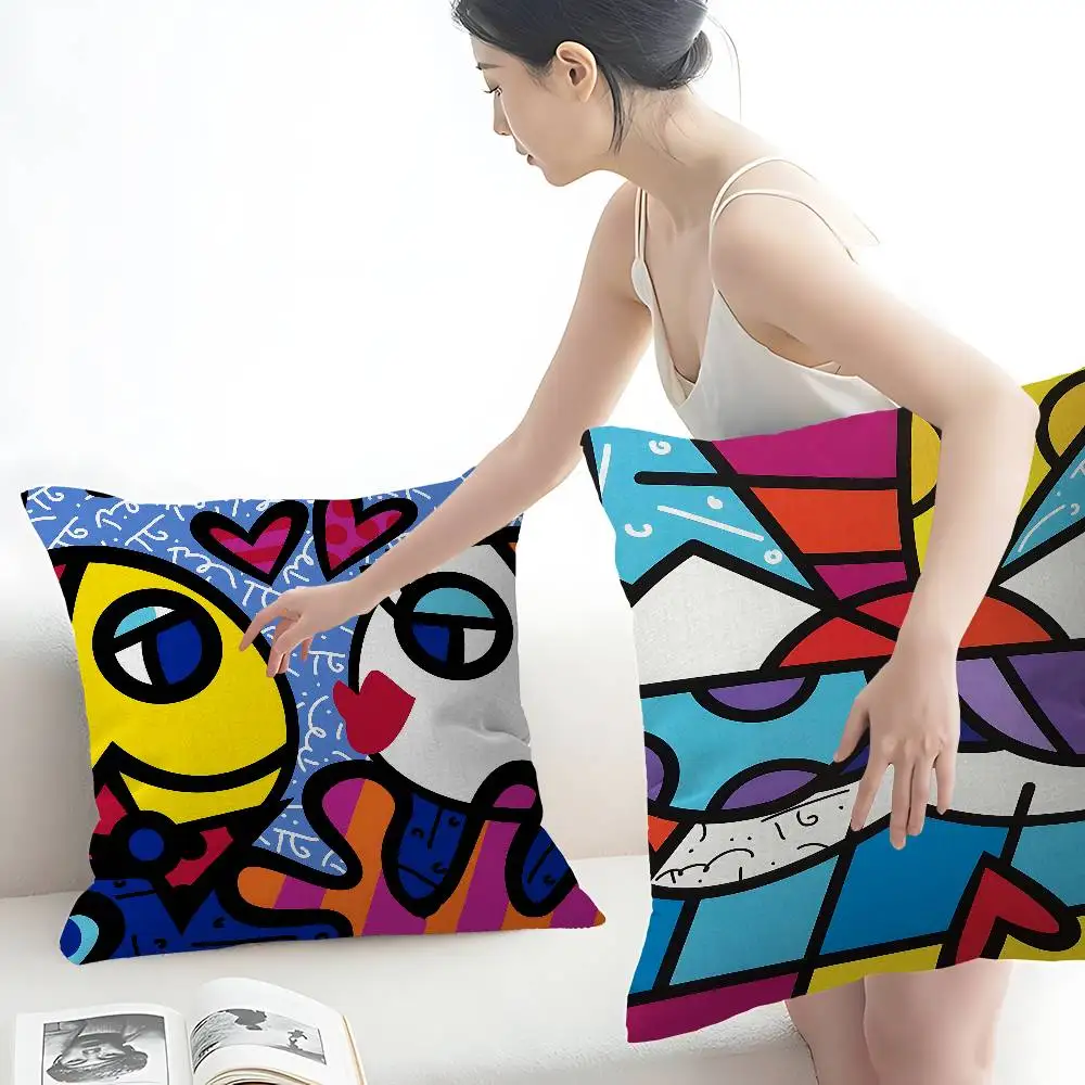 Britto Art Decorative Personalized Pillow Cover Kids Bedroom Wild Party Decor Pillowcase Kid Birthday Shower Gift