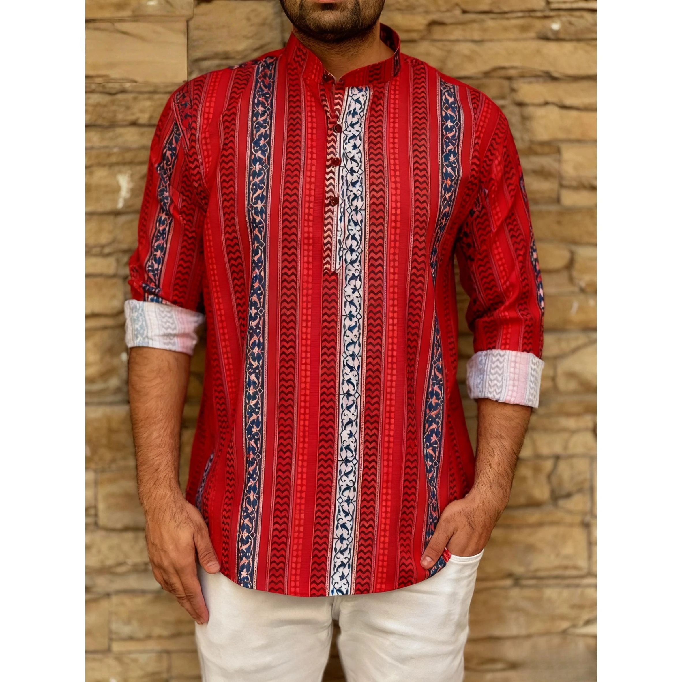 2026 قمصان الرجال المسلمين الصلاة الملابس الفاخرة النمط الأفريقي البرنز فستان مُزين بطباعة الرجال ازياء العربية Camisa العربية