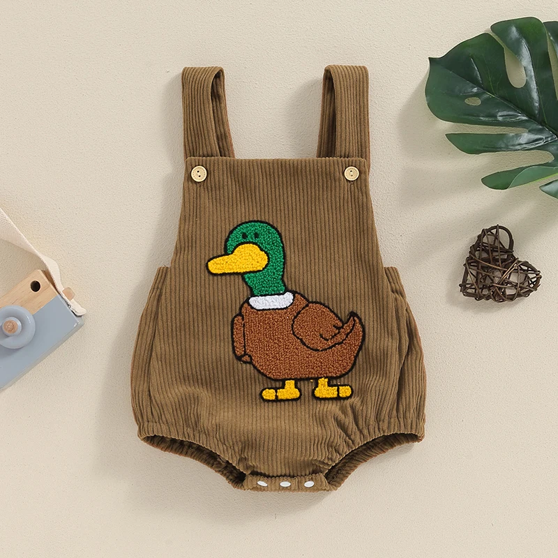 Baby Summer Clothing Girl Boys Overalls Casual Duck Embroidery Button Rompers Jumpsuit for Newborn Clothes