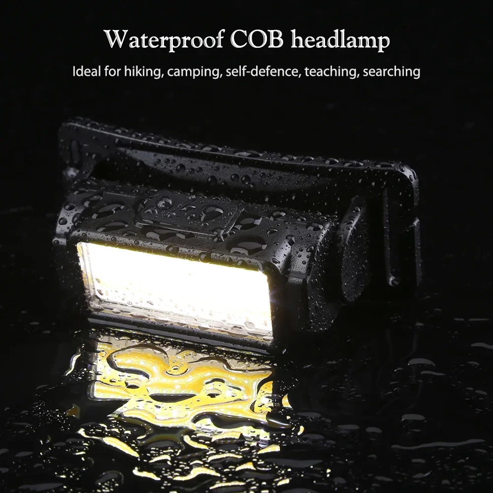 COB Camping Searchlight Type C Charging Portable Head Torch 4 Gear LED Camping Lamp Waterproof 3 Color Light for Fishing Camping