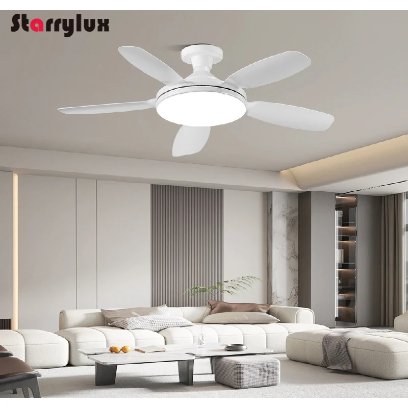 Modern 32-inch Ceiling Fan with Light, E27 Bulb Base, Remote Control, 3 Color Temperatures for Living Room