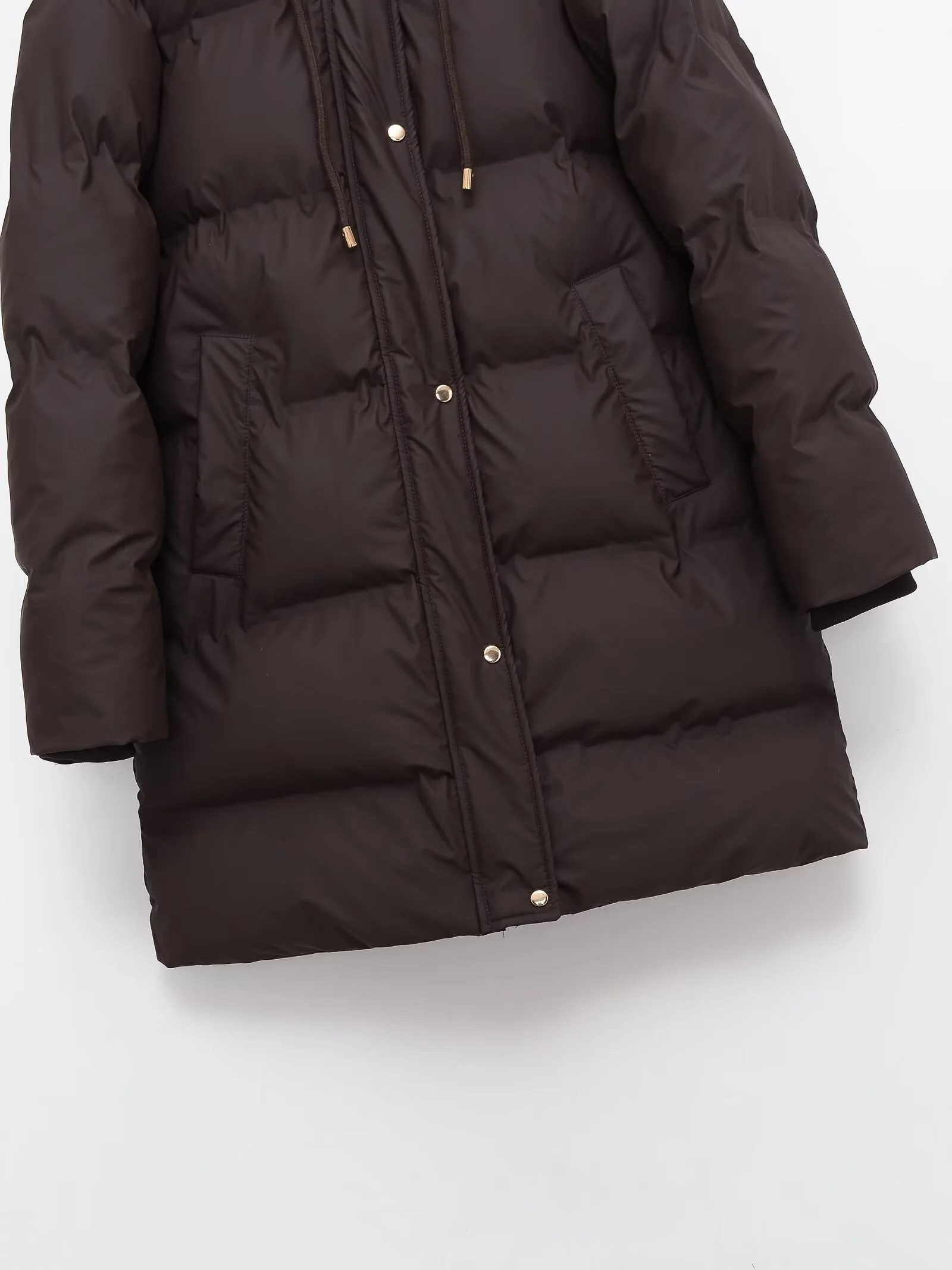 2025 شتاء جديد المرأة مزاجه المألوف عادية بسيطة مقنعين عالية الرقبة منتصف طول القطن معطف يندبروف سترة سميكة