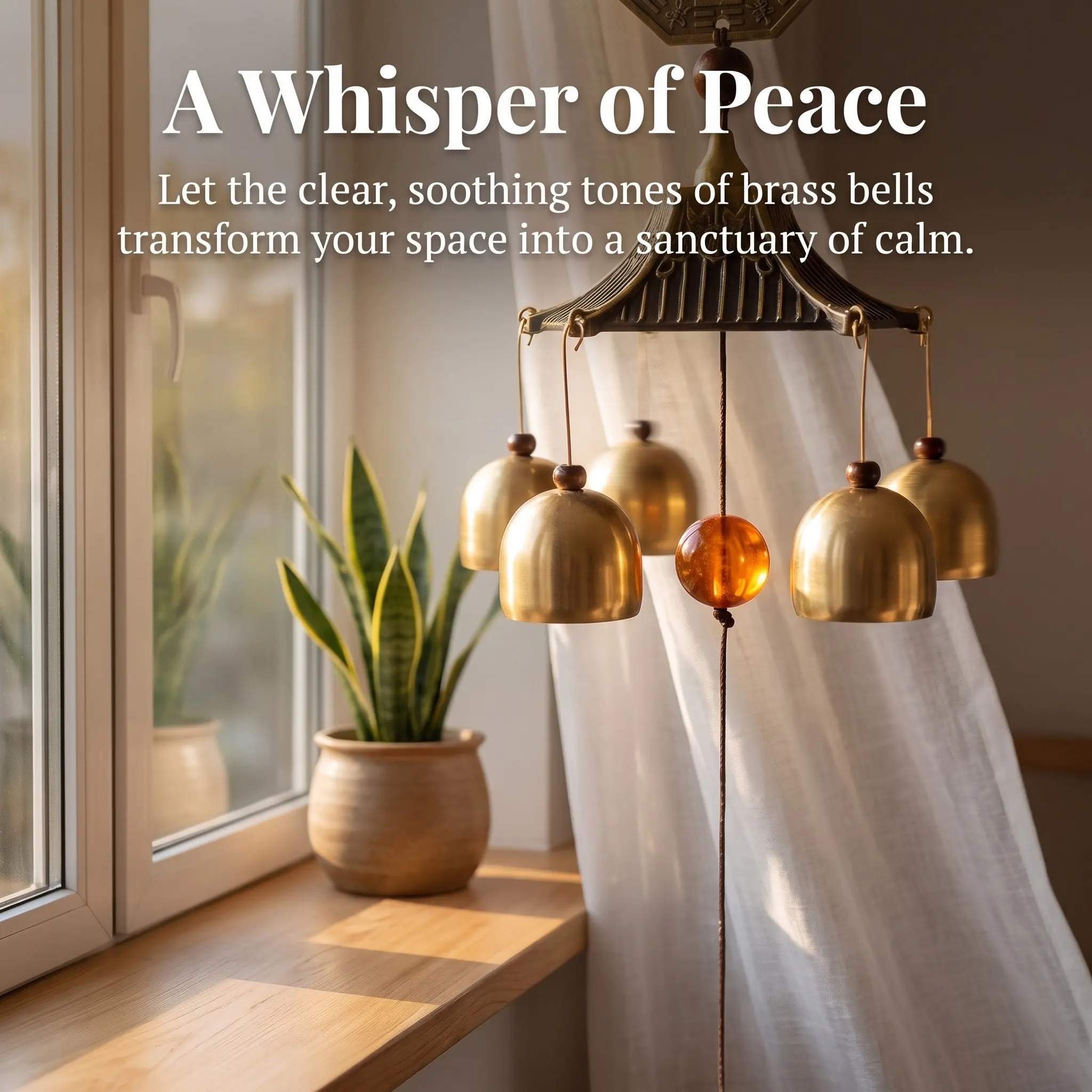 Feng Shui Bagua Copper Wind Chime Vintage Octagon Bell for Zen Garden Patio Home Decor