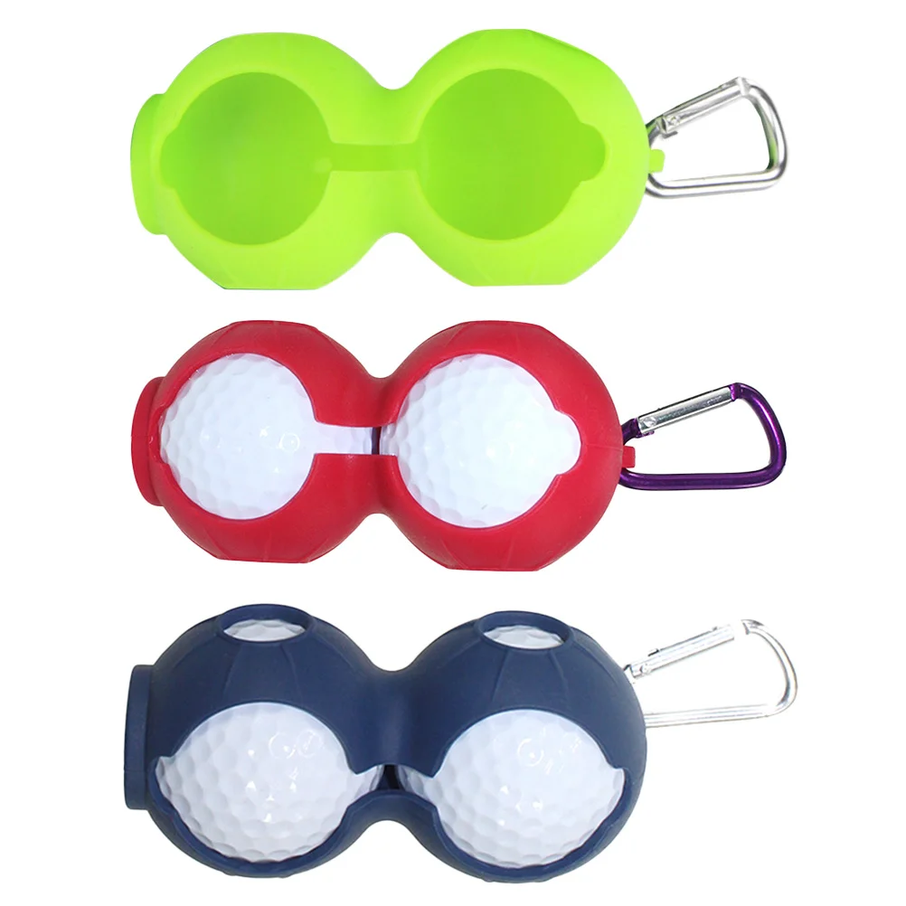 

3Pcs Golf Ball Cover Silicone Texture Resistance to Fall Portable Ball Case with Keyring for Waist Carry Red Blue