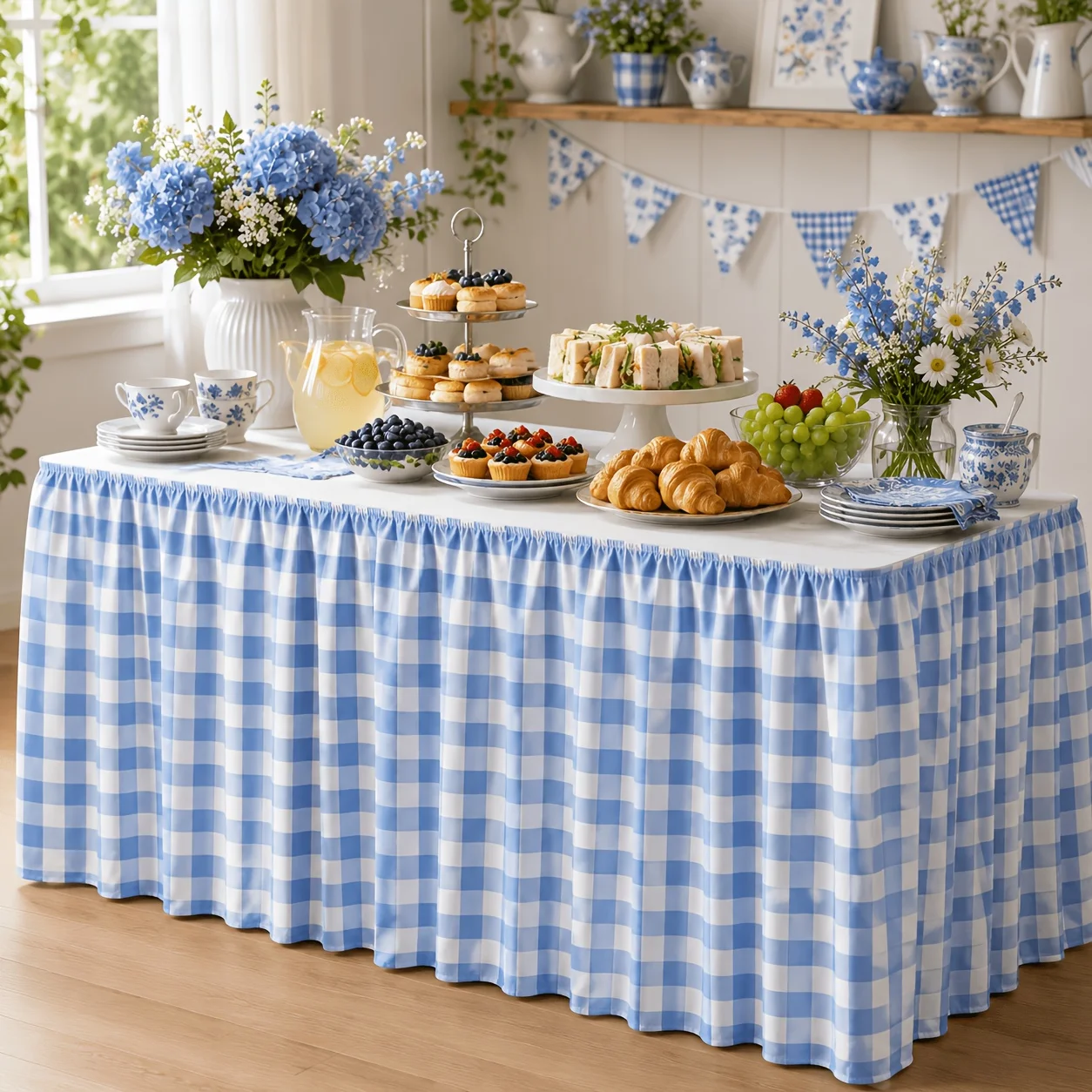 Halloween, Party Table Flag, Blue Checkered Tablecloth, Tablecloth Welcome Table, and Daily Dining Table Decoration