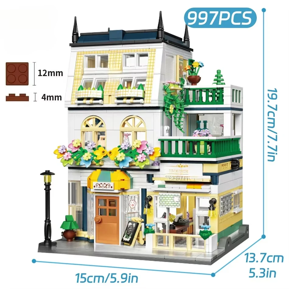 Mini Garten Hotel Modell Bausteine Stadt Straßen Haus Bau Spielzeug Kinder Geburtstag Geschenke