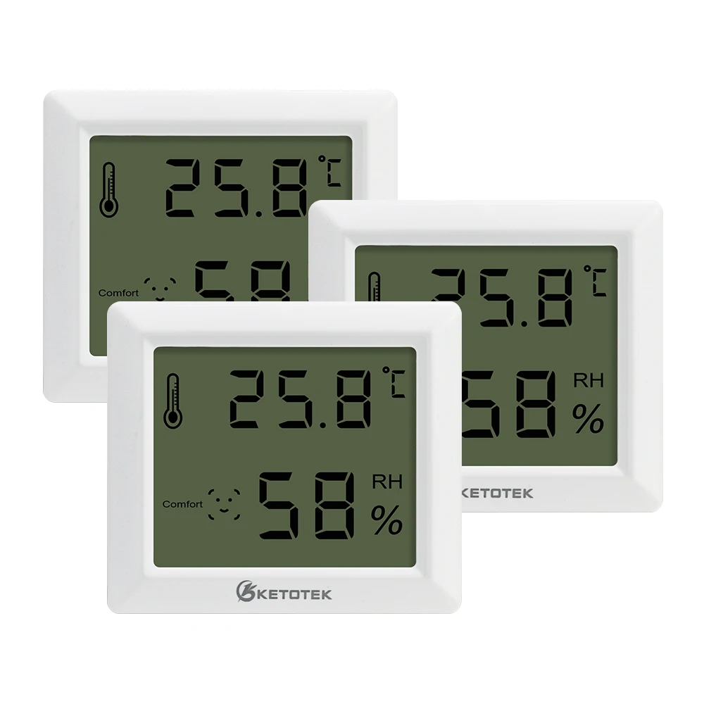 

3 pieces Digital Thermometer Hygrometer Indoor Temperature Humidity Meter Weather Station Comfort Level Display ℃/℉ Switching