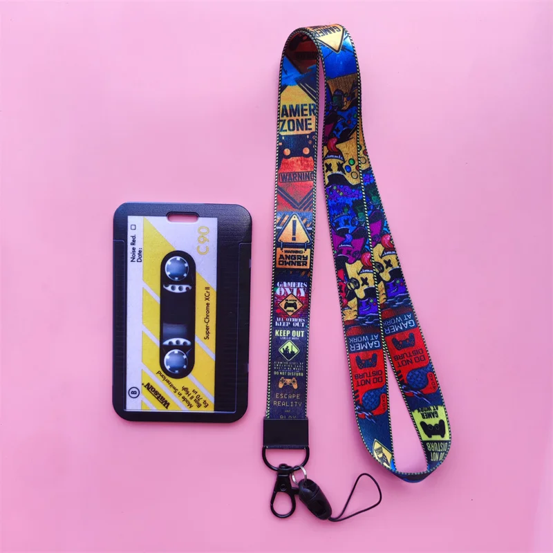 Retro Tape Card Holder Lanyard Camera Neck Strap Credit Card Case ID Badge Holders Credentials Protection Card Holders