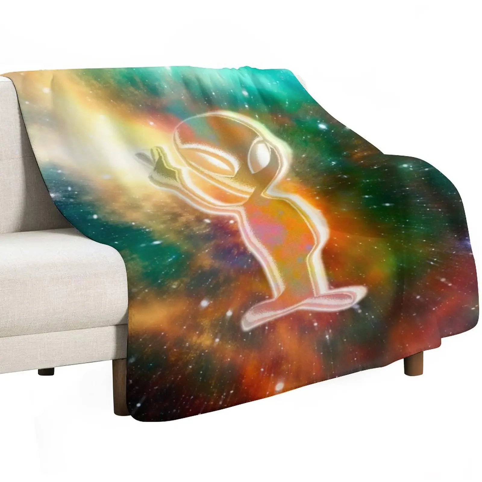 

Trippy alien Throw Blanket Polar Sofa Quilt halloween Plush Blankets