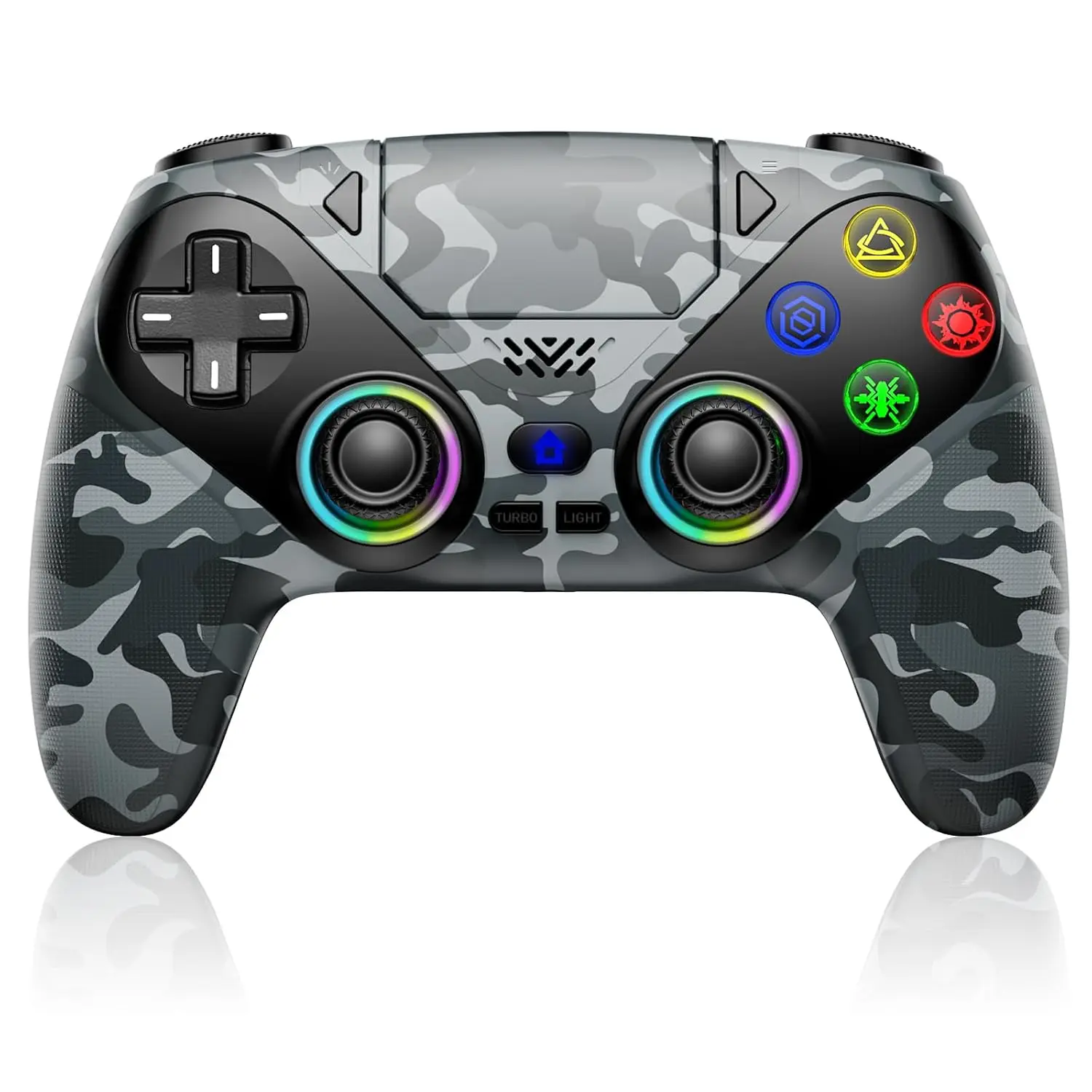 

Беспроводной контроллер PS5 с RGB-подсветкой, двойной вибрацией, режимом Turbo и программируемыми кнопками для игр на ПК