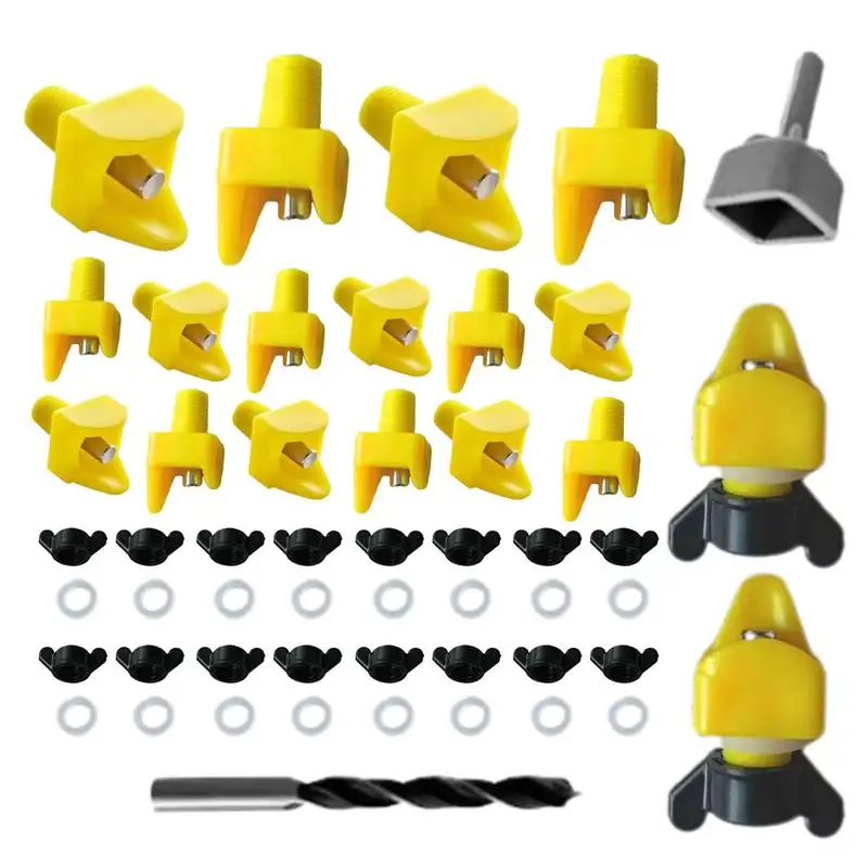 Chicken Water Nipples 16pcs Chicken Nipples Horizontal Side Mount Chicken Nipple Waterer With Drill Bits For Ducks