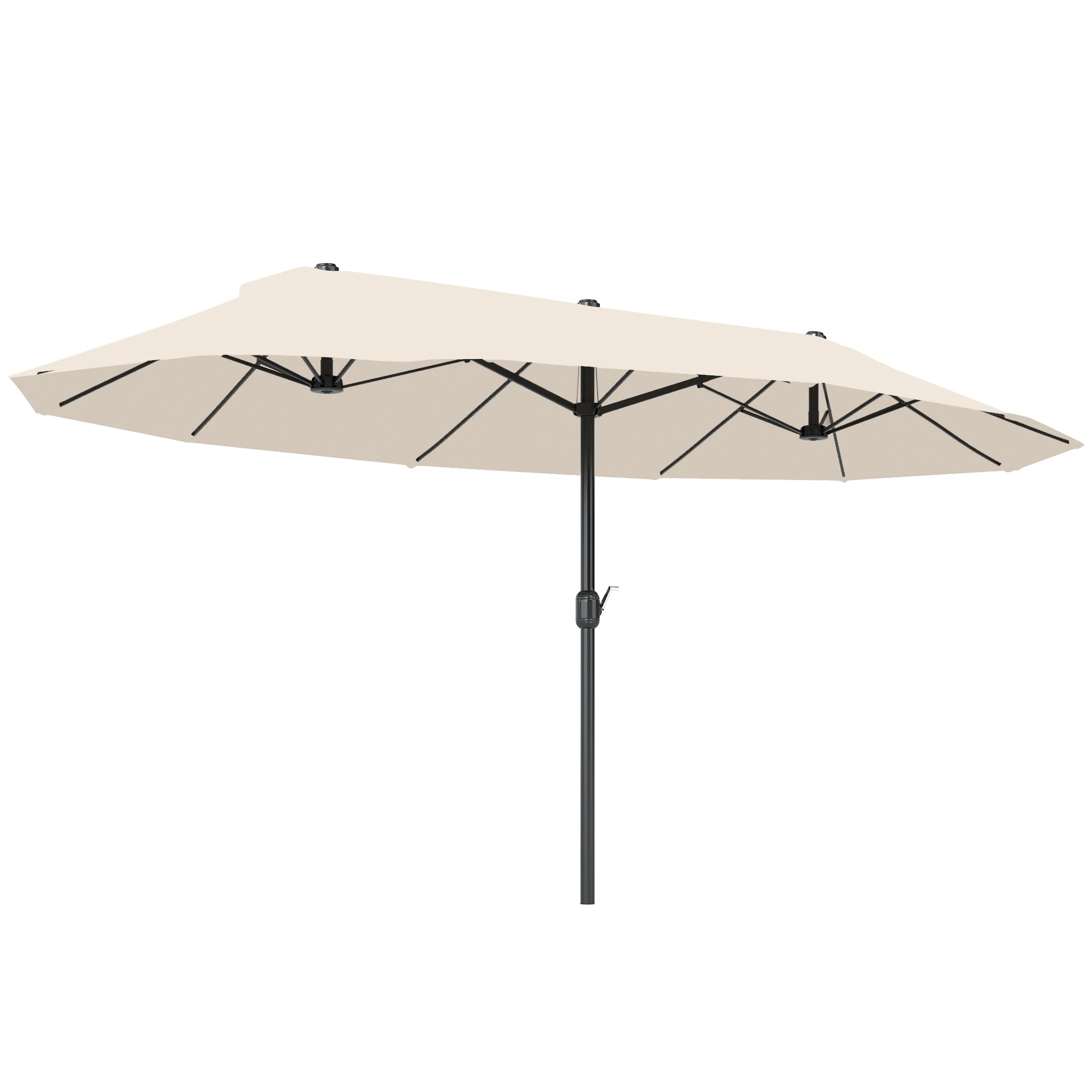 Extra Large 15' Patio Umbrella, Double-Sided Outdoor Pool Umbrella with Crank Handle, Cream White