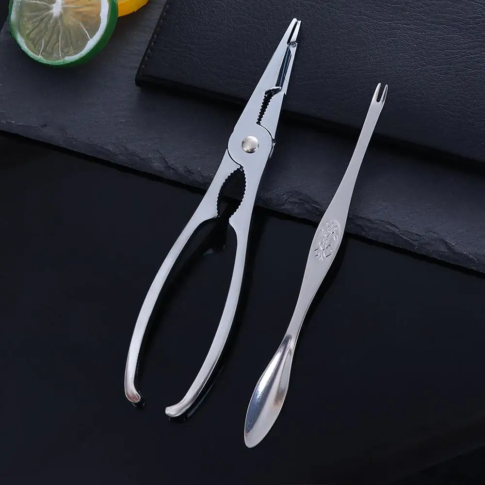 2Pcs Stainless Steel Seafood Cracker Pick Fork Set For Crab Lobster Kitchen Seafood Eating Gadgets Seafood Crackers Picks