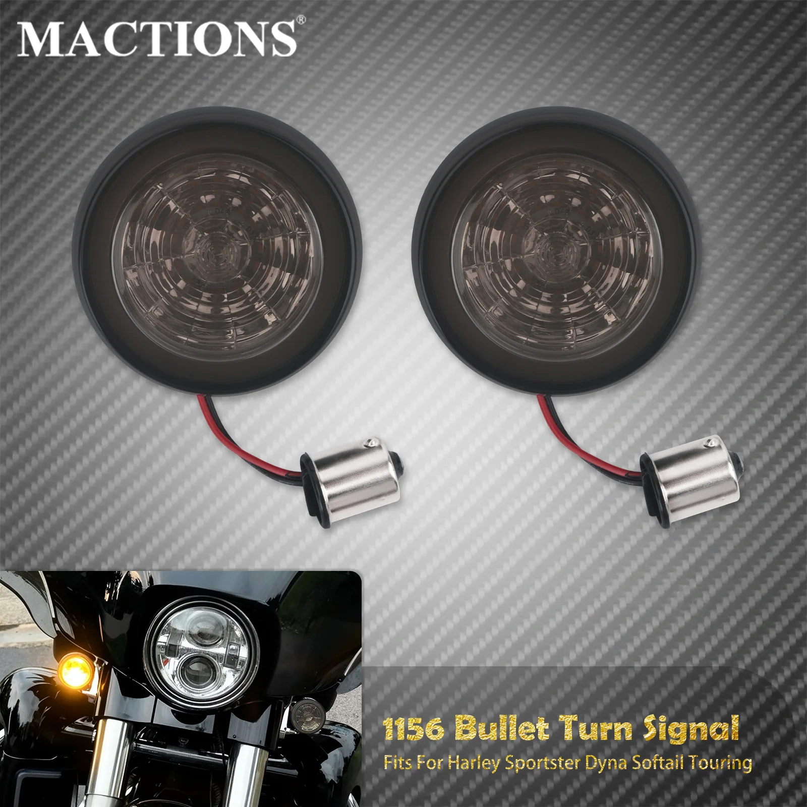 Motorcycle 1156 Bullet LED Turn Signals Light Indicator Insert Amber Lamp For Harley Touring Glide Dyna Sportster XL 883 Softail