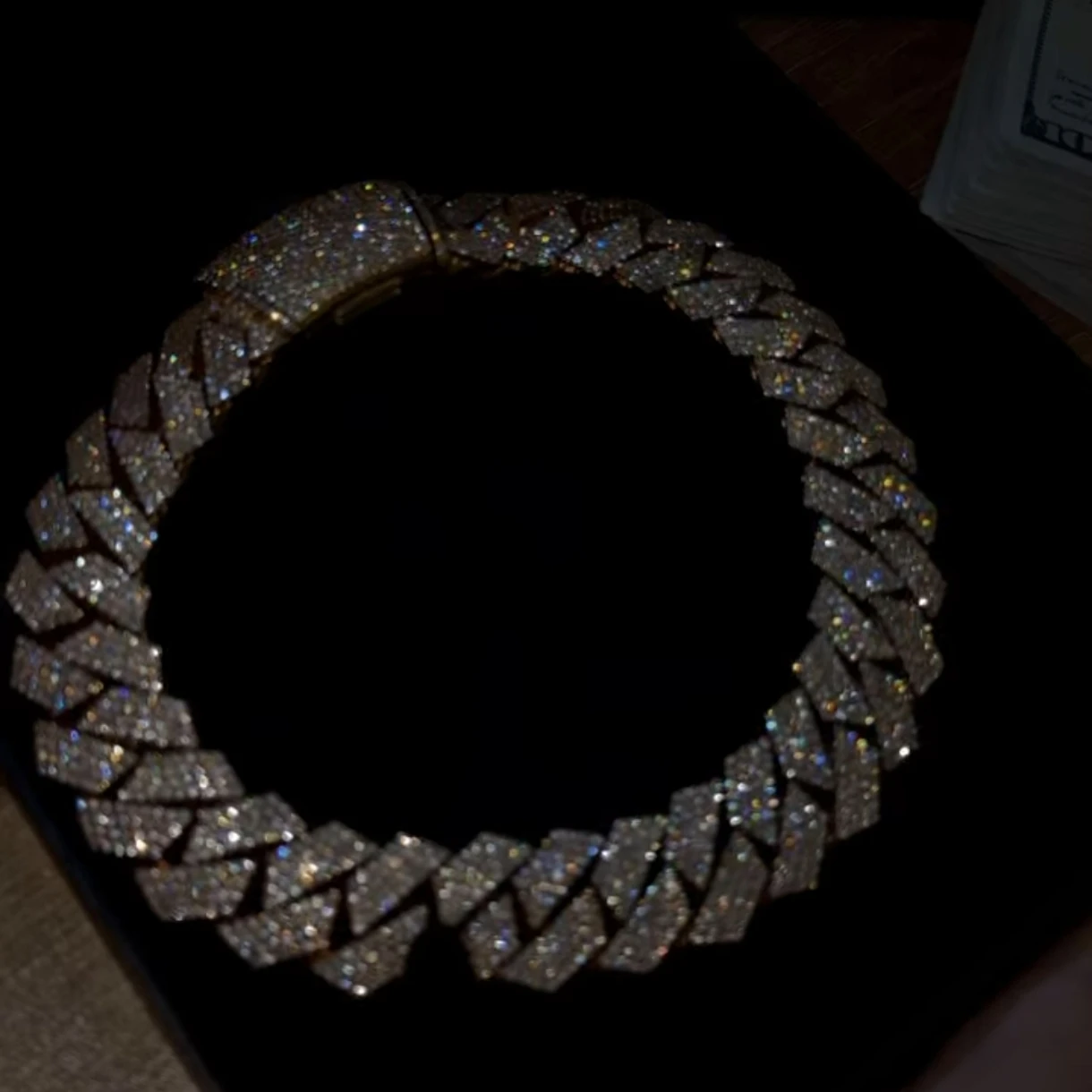 Moissanite GRA .VVS Certificate Claw Setting 925 Silver 18K Gold Plated 4rows Cuban Chain Fashion Unisex Necklace Hiphop Rapper