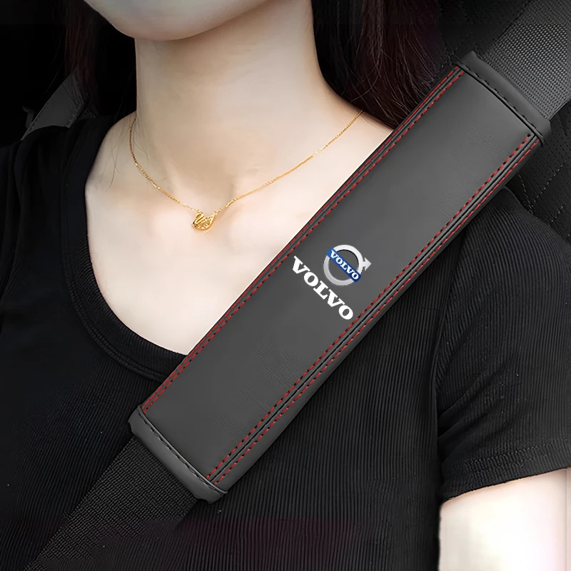 2 قطعة سيارة الكتف بطانة حماية الجلود حزام الأمان غطاء لفولفو Xc60 Xc90 V40 V60 S60 V50 V90 S80 C40 XC40 V70 XC70 C30 EX90 #4