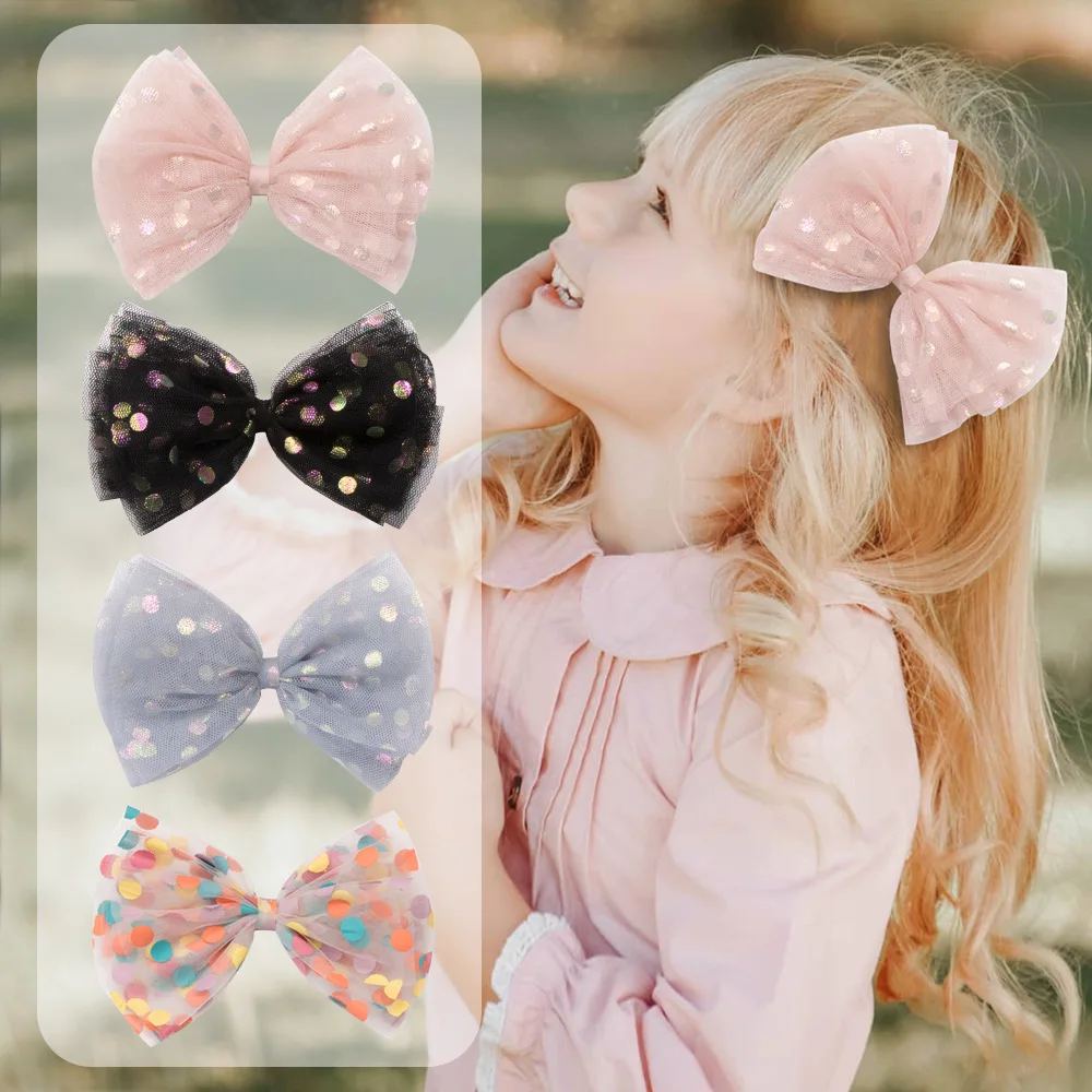 

Princess Sweet Barrettes Hair Pin Clip Kawaii Colorful Polka Dots Lace Bow Hairpins for Children Kids Girls Accessories Gifts