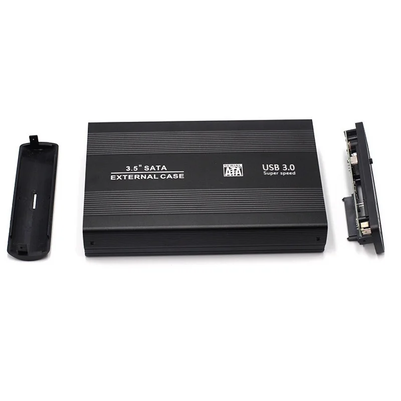 Custodia per disco rigido da 3,5 pollici SATA USB 3.0 Custodia per disco rigido in lega di alluminio Custodia per disco rigido esterno con cavo USB per PC Computer portatile