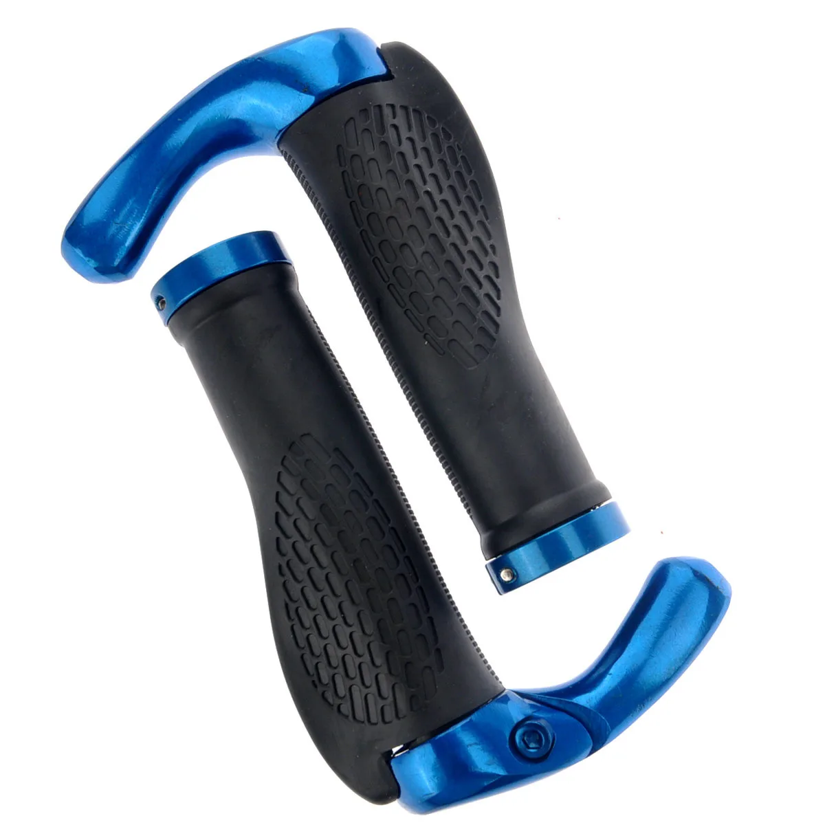 

1 Pair Blue 12.8*4.5*3Cm Ox Horn Handlebar Grips Aluminum Alloy Tpr Rubber Anti-Slip For Mountain Bike Road Bike Bar End Grips