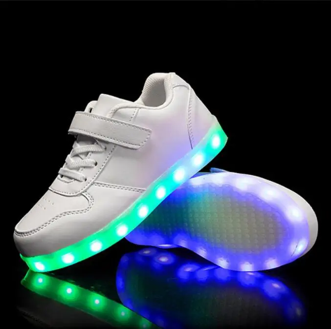 Children\'s Led Shoes Boys Girls Lighted Sneakers Glowing Shoes for Kid Breathable Casual Luminous Students bring light shoes Lar