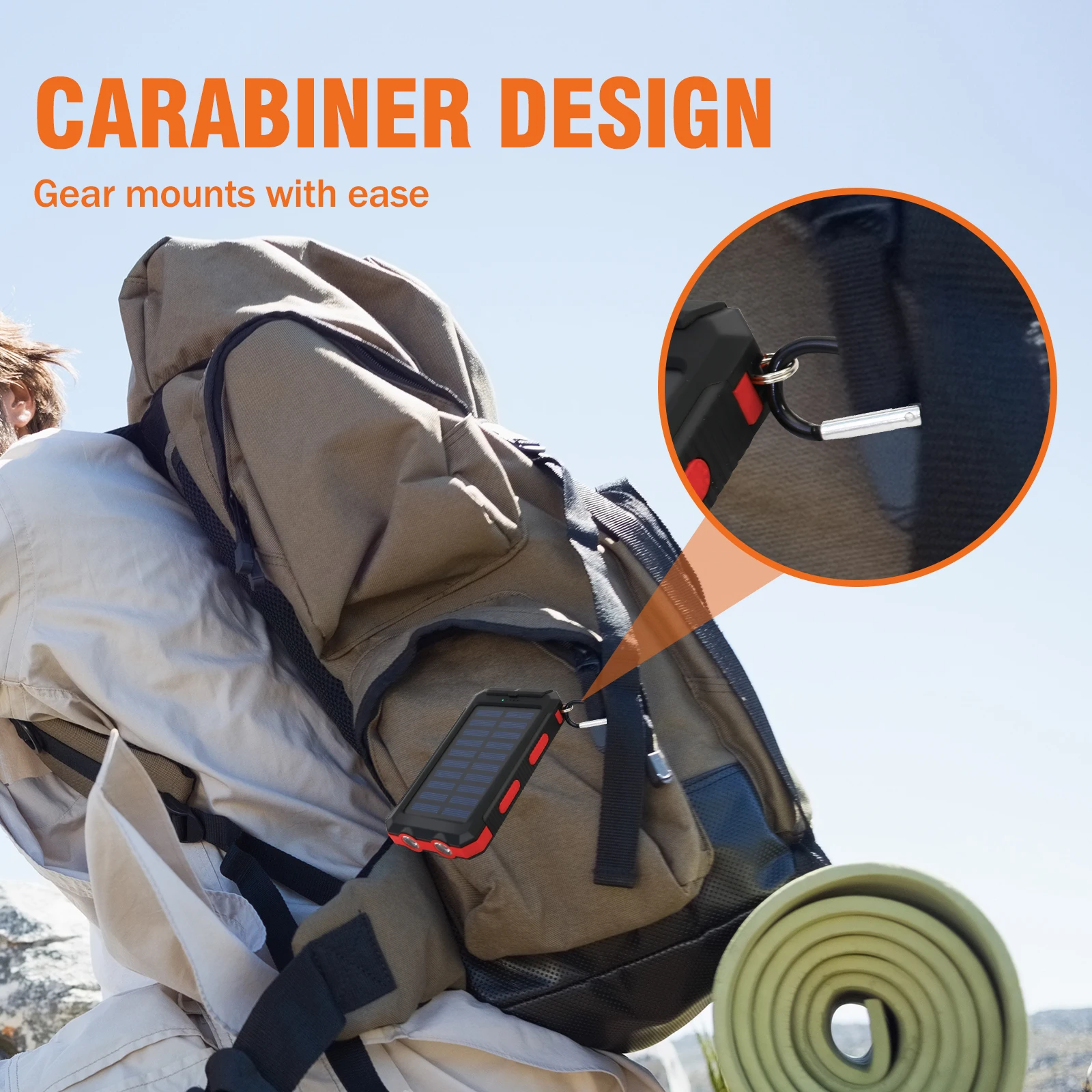 بنك طاقة يعمل بالطاقة الشمسية بقدرة 20000 مللي أمبير في الساعة، سعة كبيرة، محمول في الهواء الطلق، شحن سريع، بطارية ليثيوم بوليمر مدمجة، ضوء LDE لهاتف آيفون وسامسونج