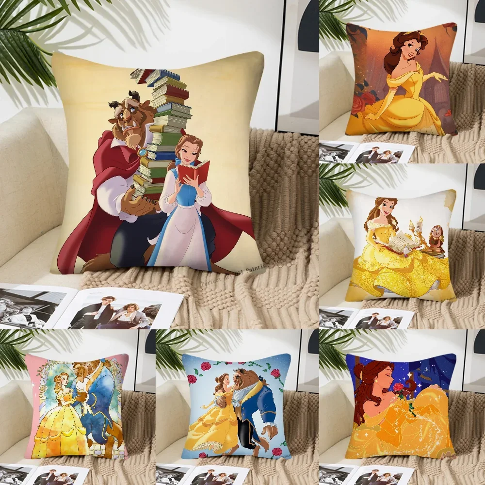 Classic Animated Movie B-Beauty And The B-Beast Pillow Case Square Pillow Bedroom Sofa LeisureLiving Room Home Decoration 40X40