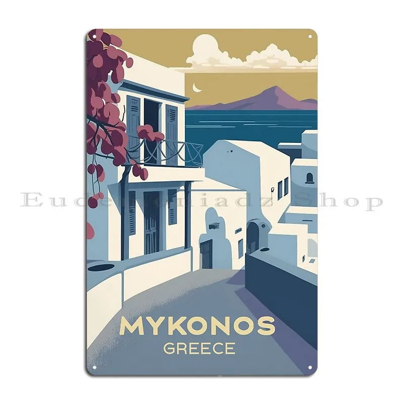 Mykonos Greece Retro Travel Poster Metal Sign Rusty Bar Designer Cinema Design Tin Sign Poster