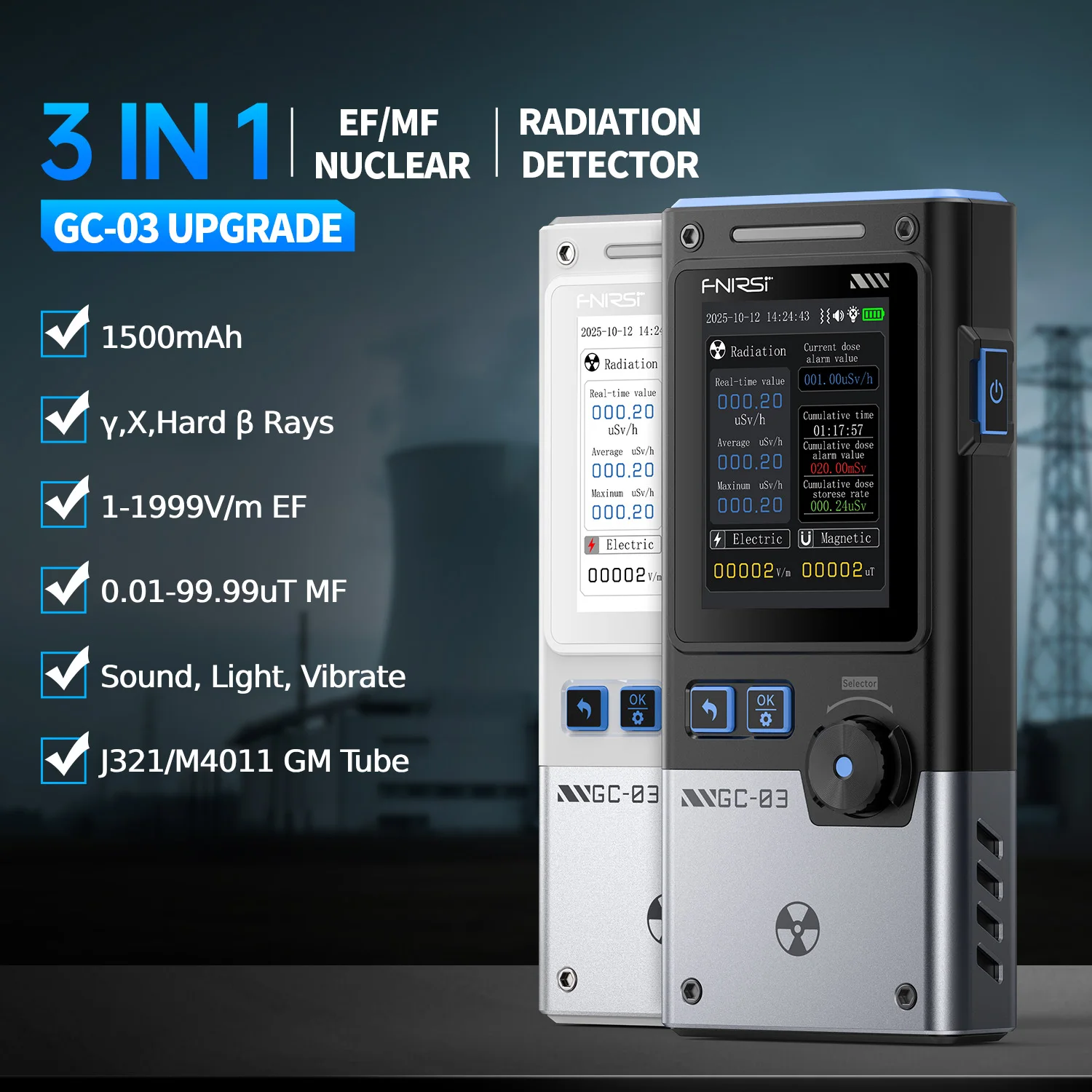 Multifunctional Radiation Detector Nuclear EMF RF Tester Gamma Meter 3-in-1 FNIRSI GC-03